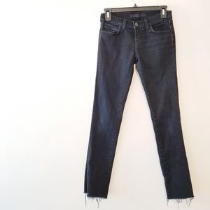 J brand black skinny jean frayed hem